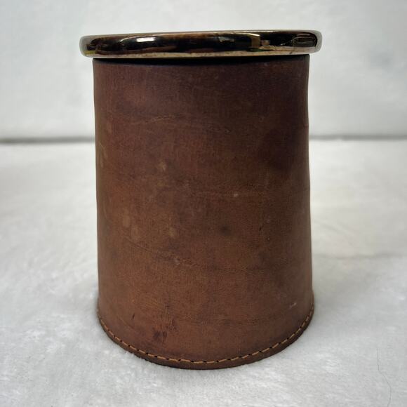 Vintage Real Hide Covered Ceramic Mug Made in England Flared Bottom 3632 - Picture 4 of 12